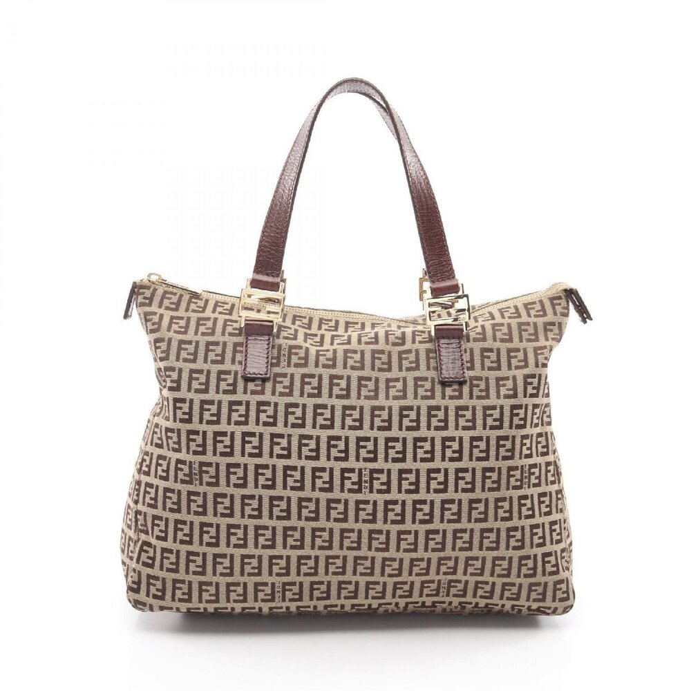 Fendi Zucchino Tote Canvas Bag Black